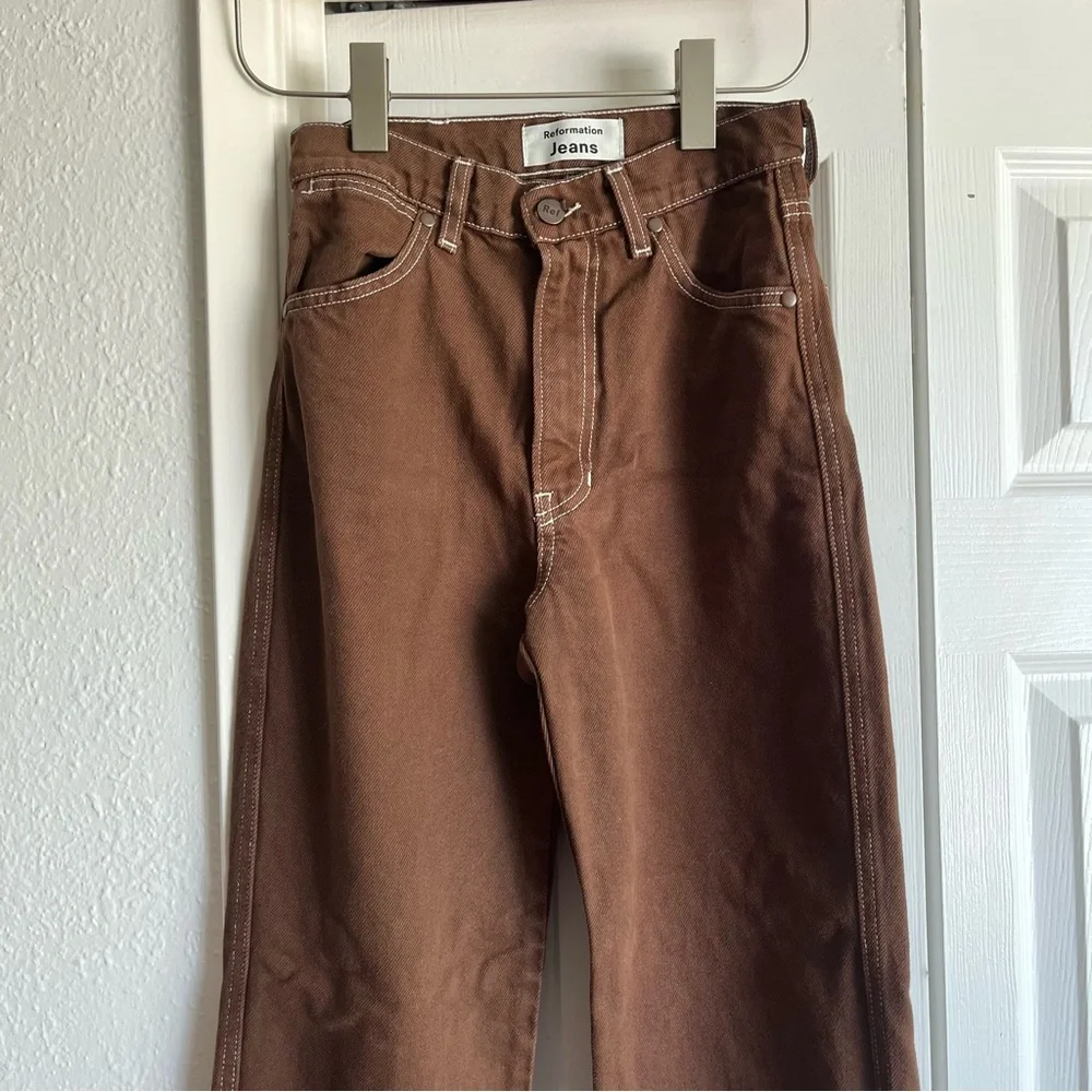 Reformation Cowboy High Rise Straight Jeans Chocolate Womens Size 23 - Picture 12 of 13
